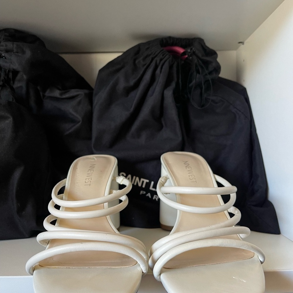 Nine West White Strappy Heels